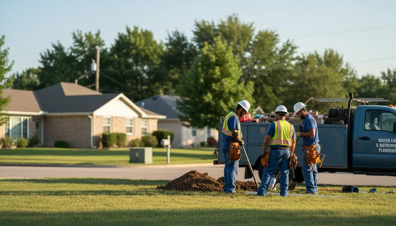 Residential water line and bathroom plumbing service in Bunch, OK